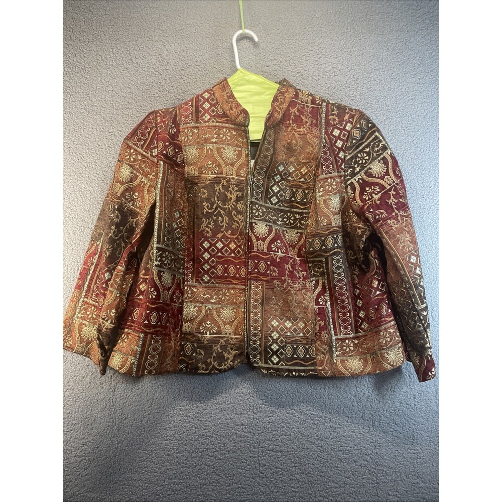 Molly & Maxx  Full Zip Blazer Women's Size 3X Red Abstract Business‎ Casual